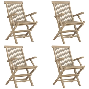 vidaXL Chaises de jardin pliantes 4 pcs gris 56x61x89 cm bois de teck pas cher