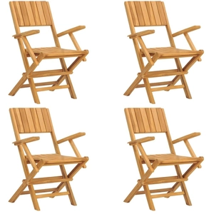 vidaXL Chaises de jardin pliantes 4 pcs 55x61x90 cm bois massif teck pas cher