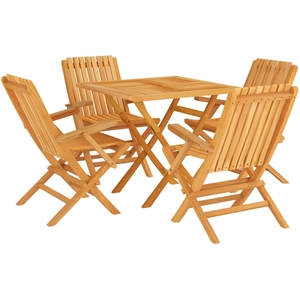 vidaXL Ensemble à manger de jardin 5 pcs Bois de teck massif pas cher