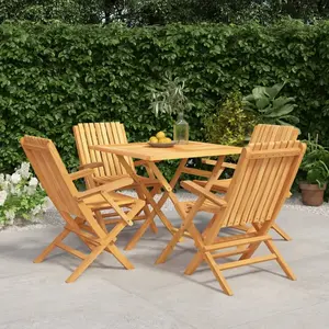 vidaXL Ensemble à manger de jardin 5 pcs Bois de teck massif pas cher