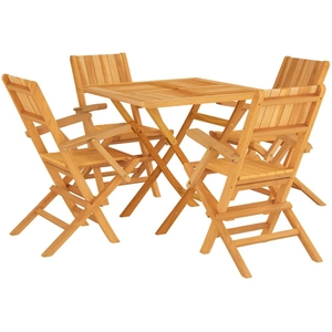 vidaXL Ensemble à manger de jardin 5 pcs Bois de teck massif pas cher