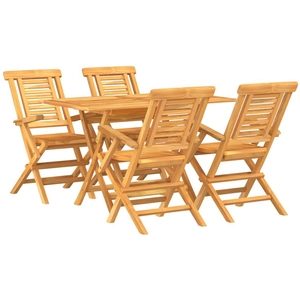 vidaXL Ensemble à manger de jardin 5 pcs Bois de teck massif pas cher