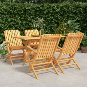 vidaXL Ensemble à manger de jardin 5 pcs Bois de teck massif pas cher