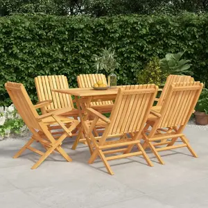 vidaXL Ensemble à manger de jardin 7 pcs Bois de teck solide pas cher