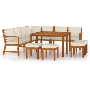 vidaXL Ensemble à manger de jardin avec coussins 11 pcs bois d'acacia pas cher
