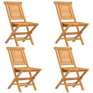 vidaXL Chaises de jardin pliantes 4 pcs 47x63x90 cm bois massif teck pas cher
