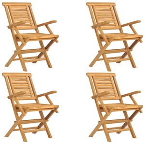 vidaXL Chaises de jardin pliantes 4 pcs 56x63x90 cm bois massif teck pas cher
