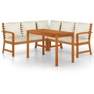 vidaXL Ensemble à manger de jardin 4 pcs coussins Bois acacia pas cher