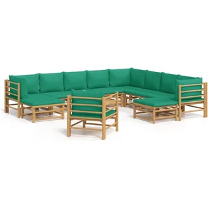 vidaXL Salon de jardin 12 pcs avec coussins vert bambou pas cher