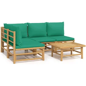vidaXL Salon de jardin 5 pcs avec coussins vert bambou pas cher