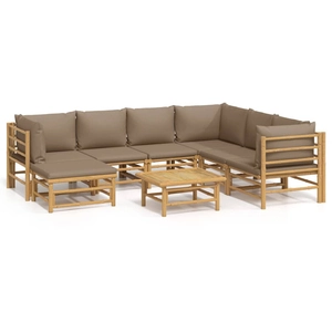 vidaXL Salon de jardin 8 pcs avec coussins vert bambou pas cher