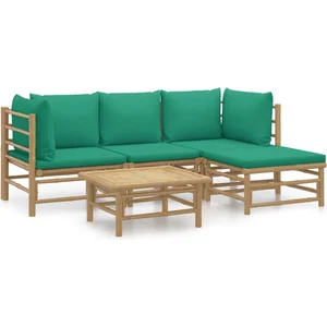 vidaXL Salon de jardin 5 pcs avec coussins vert bambou pas cher
