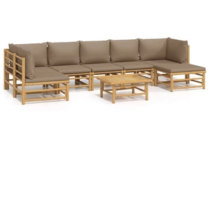 vidaXL Salon de jardin 8 pcs avec coussins taupe bambou pas cher