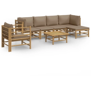 Comparateur de prix : vidaXL Salon de jardin 7 pcs avec coussins taupe bambou