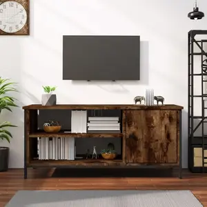 Comparateur de prix : vidaXL Meuble TV chêne fumé 100x40x45 cm bois d'ingénierie