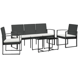 vidaXL Ensemble à manger de jardin avec coussins 5 pcs noir rotin PP