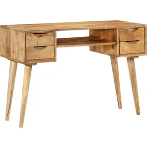 Bureau avec tiroirs 110x47x76 cm bois de manguier solide Vidaxl Brun