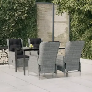 vidaXL Ensemble à manger de jardin 5 pcs Gris clair Résine tressée pas cher