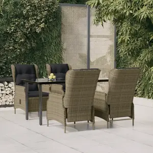 vidaXL Ensemble à manger de jardin 5pcs Marron Résine tressée pas cher
