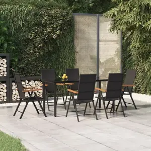 vidaXL Ensemble à manger de jardin 7 pcs Noir et marron Résine tressée pas cher