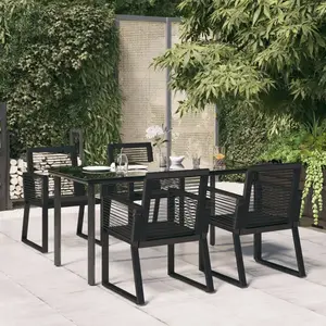 vidaXL Ensemble à manger de jardin 5 pcs Noir Rotin PVC pas cher