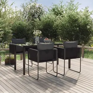 vidaXL Ensemble à manger de jardin 5 pcs Noir pas cher