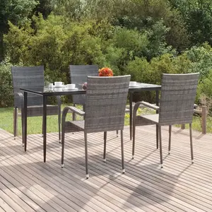 vidaXL Ensemble à manger de jardin 5 pcs Gris Résine tressée pas cher