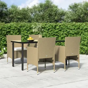 vidaXL Ensemble à manger de jardin coussins 5 pcs Beige/noir pas cher