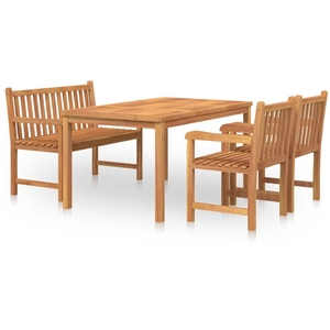 vidaXL Ensemble à manger de jardin 4 pcs Bois de teck massif pas cher