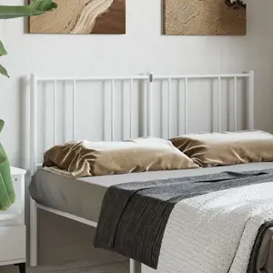 vidaXL Tête de lit métal blanc 135 cm pas cher
