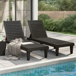 Comparateur de prix : vidaXL Chaises longues 2 pcs noir 155x58x83 cm polypropylène