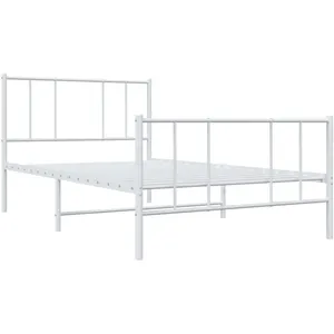 vidaXL Cadre de lit métal avec tête de lit/pied de lit blanc 107x203cm pas cher