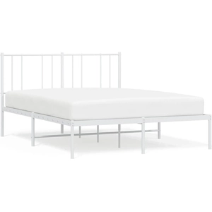 vidaXL Cadre de lit métal avec tête de lit blanc 140x200 cm pas cher