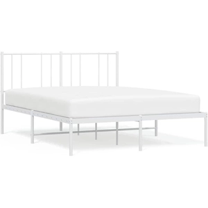 vidaXL Cadre de lit métal avec tête de lit blanc 150x200 cm pas cher