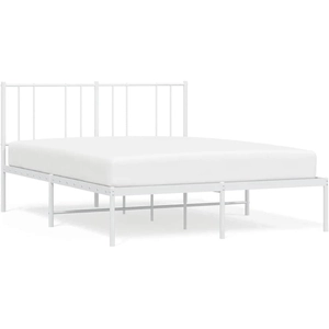 vidaXL Cadre de lit métal avec tête de lit blanc 135x190 cm pas cher