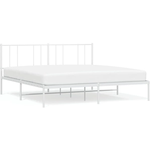 vidaXL Cadre de lit métal avec tête de lit blanc 193x203 cm pas cher