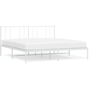 vidaXL Cadre de lit métal avec tête de lit blanc 200x200 cm pas cher