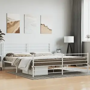 vidaXL Cadre de lit métal avec tête de lit/pied de lit blanc 180x200cm pas cher