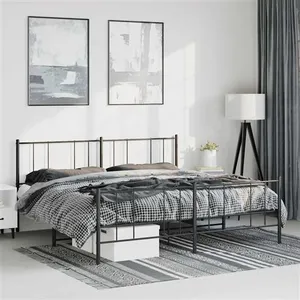 vidaXL Cadre de lit métal avec tête de lit/pied de lit noir 183x213 cm pas cher