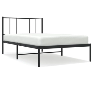 vidaXL Cadre de lit métal avec tête de lit noir 100x190 cm pas cher