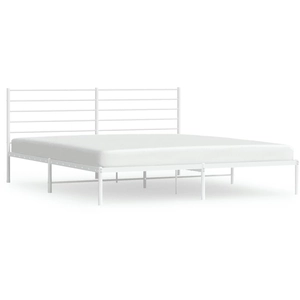 vidaXL Cadre de lit métal avec tête de lit blanc 193x203 cm pas cher