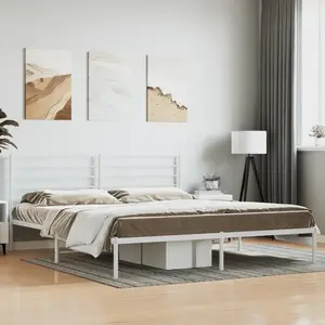 vidaXL Cadre de lit métal avec tête de lit blanc 200x200 cm pas cher