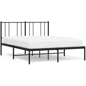 vidaXL Cadre de lit métal avec tête de lit noir 140x200 cm pas cher