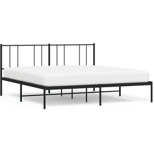 vidaXL Cadre de lit métal avec tête de lit noir 183x213 cm pas cher