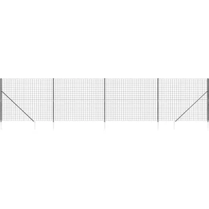 vidaXL Clôture en treillis métallique et ancrage anthracite 2,2x10 m pas cher