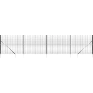 vidaXL Clôture en treillis métallique et ancrage anthracite 1,4x10 m pas cher