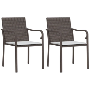 vidaXL Chaises de jardin et coussins lot de 2 marron 56x59x84 cm rotin pas cher