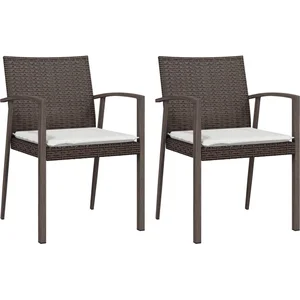 vidaXL Chaises de jardin coussins lot de 2 marron 56,5x57x83 cm rotin pas cher