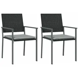 vidaXL Chaises de jardin et coussins lot de 2 noir 54x62,5x89 cm rotin pas cher