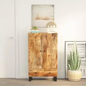 vidaXL Buffet haut avec tiroir 60x33x100cm bois massif manguier et fer pas cher